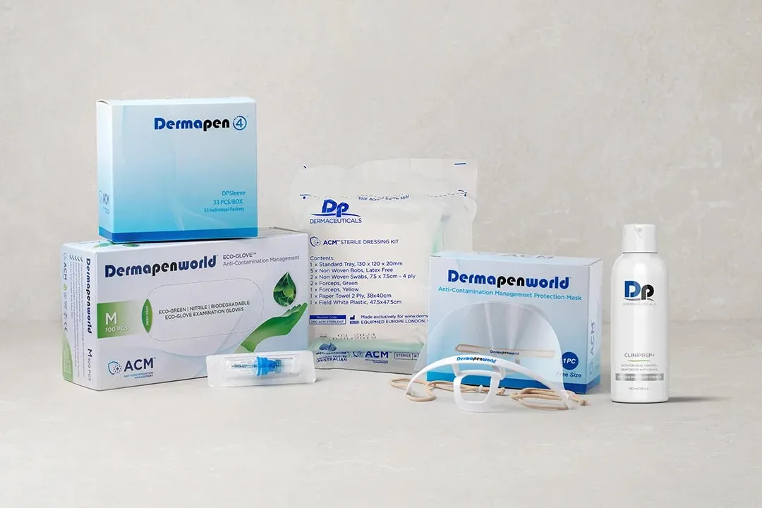 Dermapen anti-contamination kit: sterile cartridge, sleeve, gloves and dressing kit