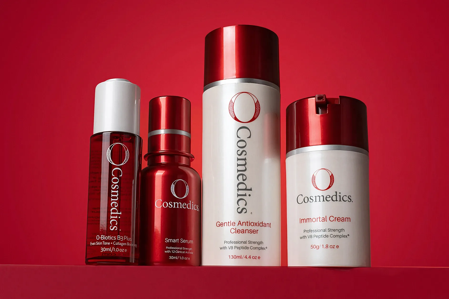 O Cosmedics professional-strength skincare: serums, cleanser and Immortal Cream